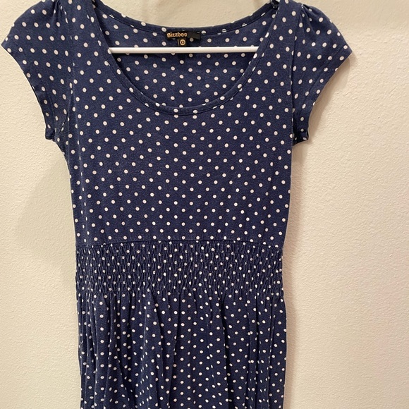 Blue with white polka dots dress - Picture 1 of 4